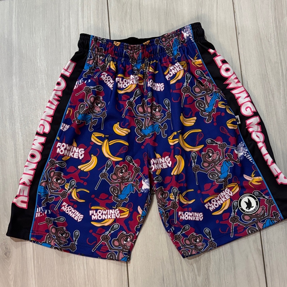 Flowing Monkey Kids Blue Graphic Shorts